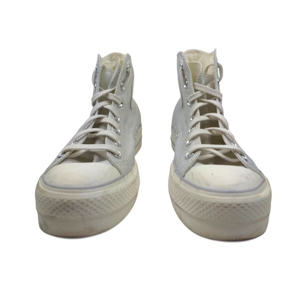 Converse Shoes Womens 9 CTAS Lift Platform Metallic Silver Sneakers 571082C - Picture 4 of 10